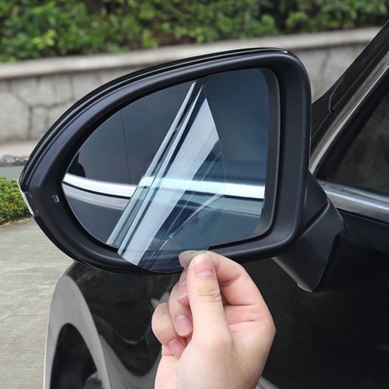 2 uds Anti niebla película retrovisor película protectora para espejo para coche Anti-lluvia película antiempañamiento Auto vista trasera película espejo impermeable