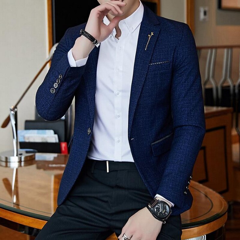 Men Stylish Blazer Dot Striped Blazers Men Slim Fit Blazer Business Casual Blazers M-3XL