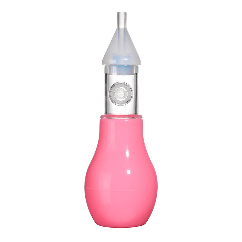 1 stk baby næse renere anti-reflux silikone aftagelig baby nasal aspirator manuel tryk stil spædbarn rene forsyninger: Lyserød