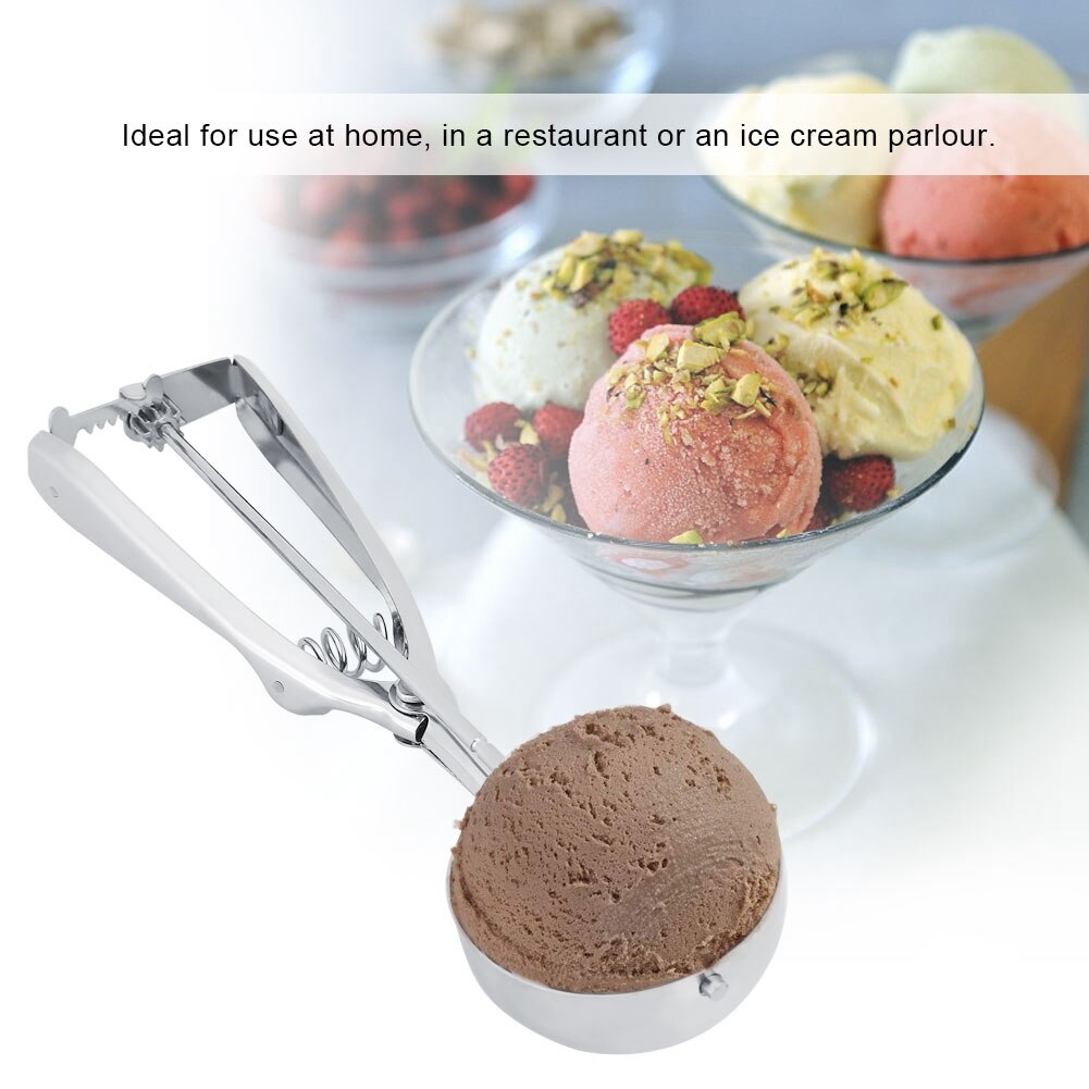 2 Size Stainless Steel Ice Cream Scoop Cookie Scoop Ice Cream Scoop Trigger Spring Handle Kitchen Accessories