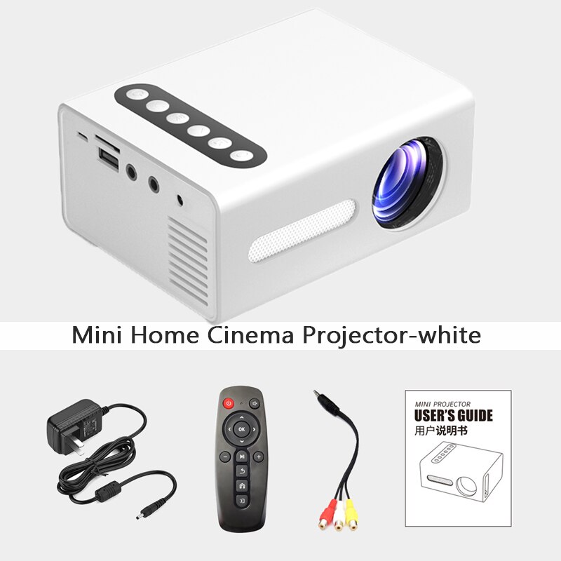 4 M Projection distance T300 Home Theater Projectors LCD 1920*1080 Max Home Cinema Projector 12V-2A Conference System Projector: White