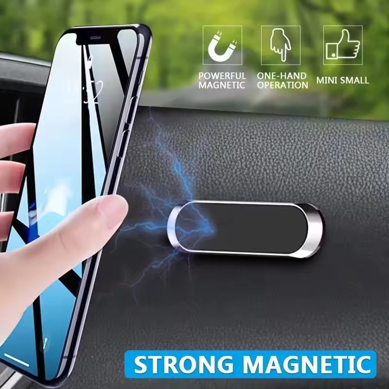 Soporte magnético para teléfono de coche, soporte Universal con forma de Mini tira para salpicadero, imán de Metal, GPS, soporte para coche, accesorios de pared para coche