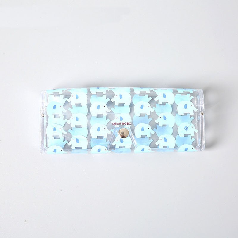 Kawaii Cartoon Transparante Plastic Bril Protector Case Metalen Knop Zonnebril Doos Fruit Dier Etui Opbergtas: Elephant