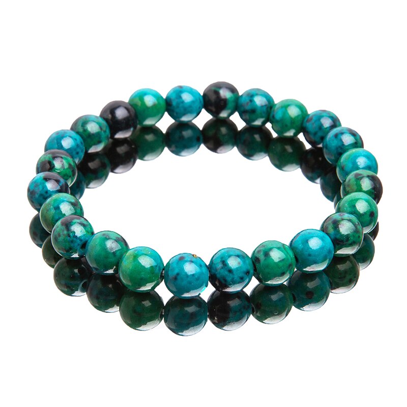 1/3Pcs Chrysocolla Malachiet Armbanden Voor Vrouwen Mannen Natuursteen Kralen Armband Ronde Vorm Diabetes Relief Armband Sieraden: 1PCS / 8mm