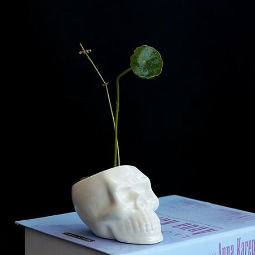 Konstgjord dödskalle huvud keramisk planter hemsk dekorationer halloween dekor