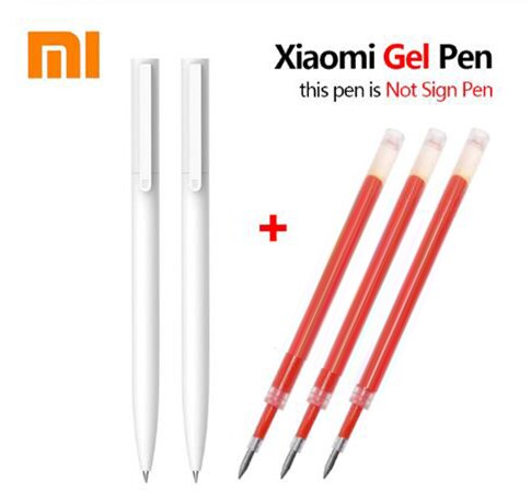 Xiaomi Mijia-Bolígrafo de Gel Original, pluma de escritura sin capucha de 9,5mm, bolígrafo para rellenar bolígrafo suizo, tinta azul/negra japonesa, para escritura escolar: 2pen and 3 Red ink