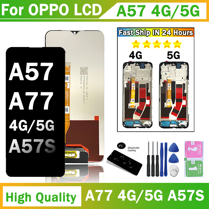 Tested For Oppo A57/A77 4G CPH2387 2385 LCD A57S Display Screen+Touch Panel Digitizer For Oppo A57/A77 5G PFTM20 CPH2339 LCD
