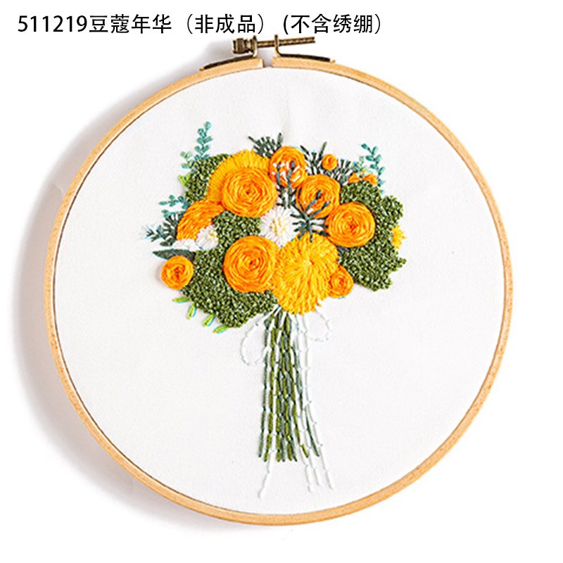 Gör-det-själv broderi kit blombukett mönster hantverk korsstygn material paket set dekor broderi båge sytillbehör: 511219