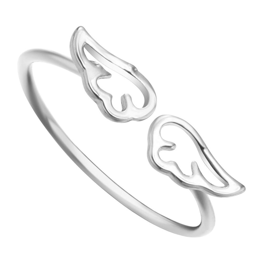 Todorova Small Angel Wings Finger Rings For Women Jewelry Anillos Anel Bijoux Ring Adjustable Ring: Silver