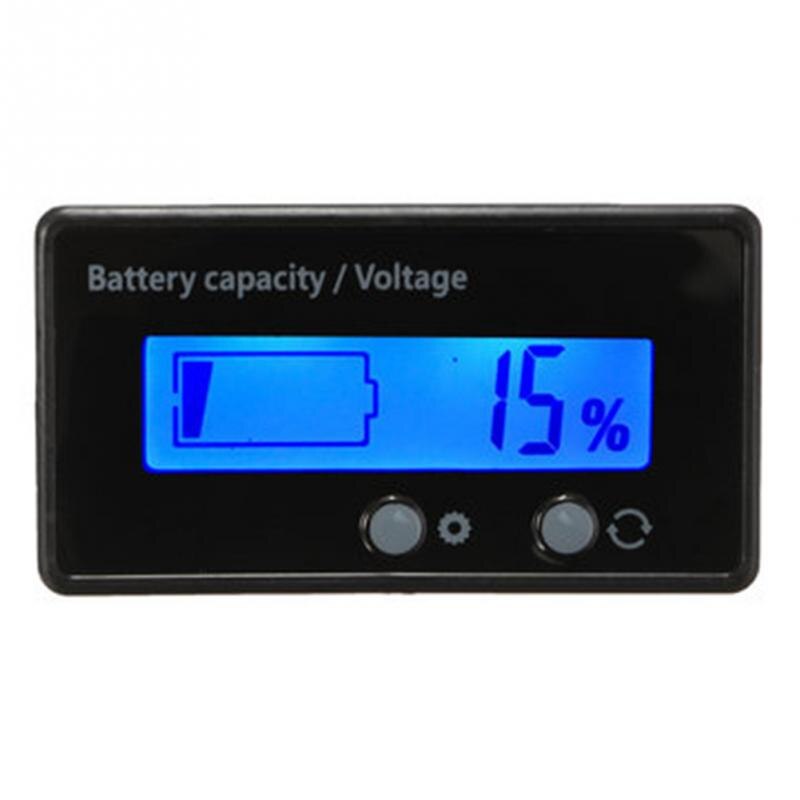 Gauge Buttons Voltage Meter Lithium Car Lead Acid Battery Backlit Universal Battery Capacity LCD Display Monitor Backlit Display