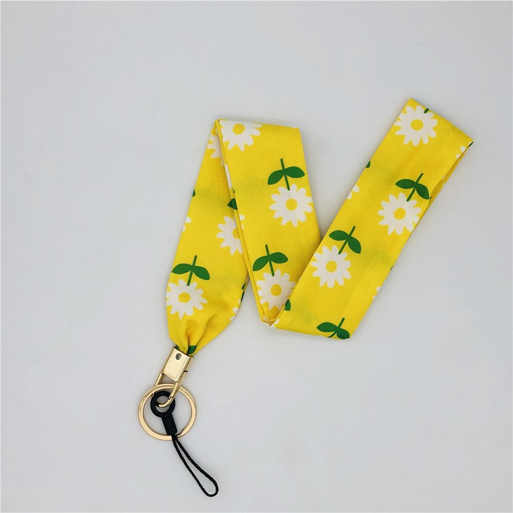 Butterfly Wide Neck Strap Lanyards For keys ID Card Gym Mobile Phone Straps USB badge holder DIY Hang Rope Lariat Lanyard: Yellow / Gold