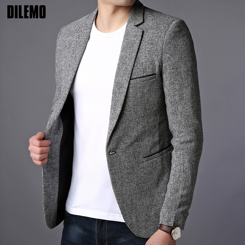 Mærke blazer jakke mænd enkelt knap slim fit jakkesæt koreansk sort kjole jakke fest afslappet herre tøj