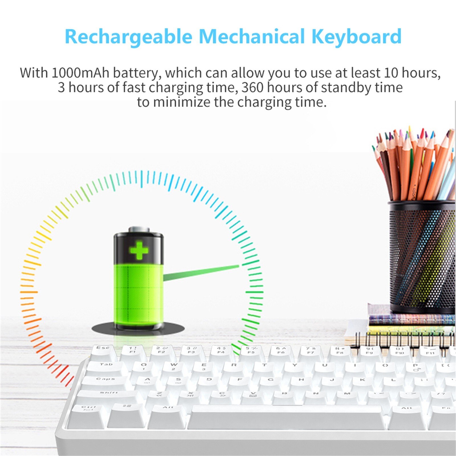 K680t Bluetooth Dual Mode68 Keys Cyan Switch LED Backlight Mechanical Keyboard Gaming Keyboards for Tablet Desktop Mechanical