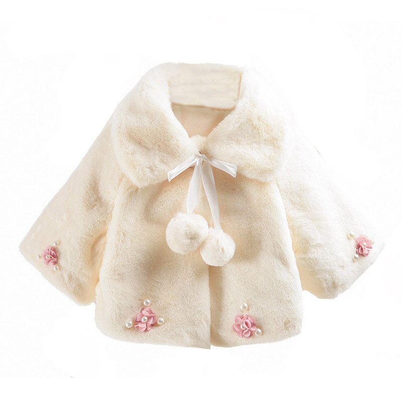 3 colores infantes niñas 0-3 años abrigo otoño invierno cálido bebé niña ropa abrigo chaqueta capa Linda niños patrón de flores prendas de vestir exteriores: Blanco / L (1-2Y)