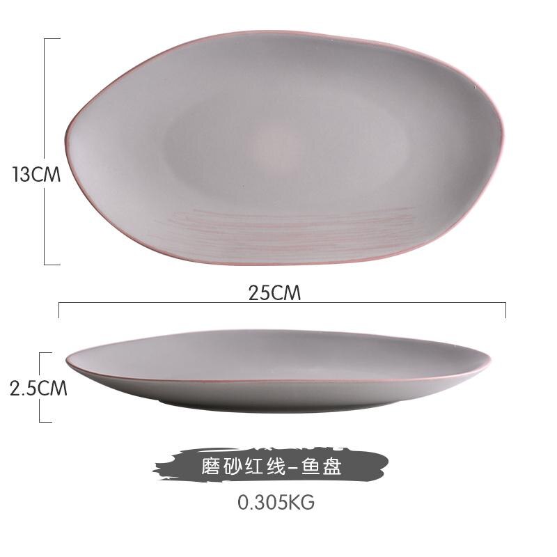 Japanese Ceramic Tableware Rice Bowl Soup Dish Fish Seasoning: Red fish plate