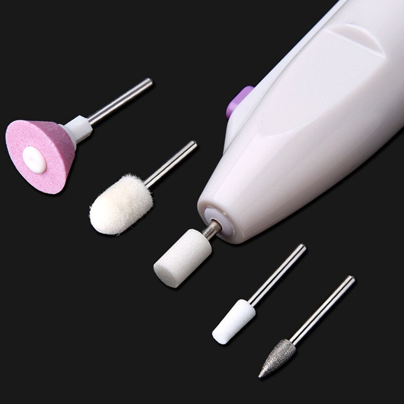 Bärbar mini nagel elektrisk borrslipning batteri maskin nagelborr buffertfil nail art kit pro 5 tips diy nagelverktyg: Storbritannien