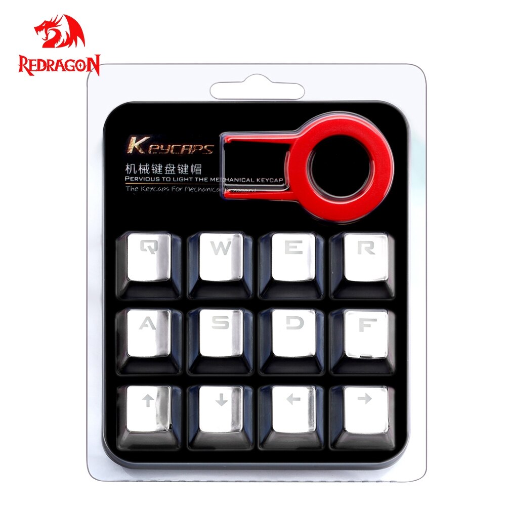 Redragon 12 Key Double Shot Injection Backlit Electroplated mechanical keyboard keycaps For Cherry MX style Including key-puller