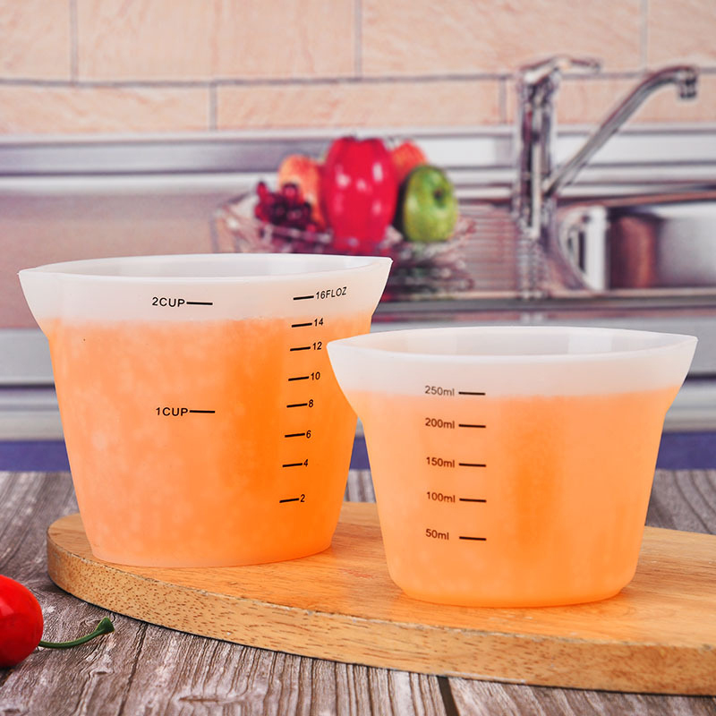 Reusable Measuring Cup Silicone Metering Cup 250ml/500ml Visual Scale Resin Mixing Cup Liquid Measure Casting Molds Eco-Friendly