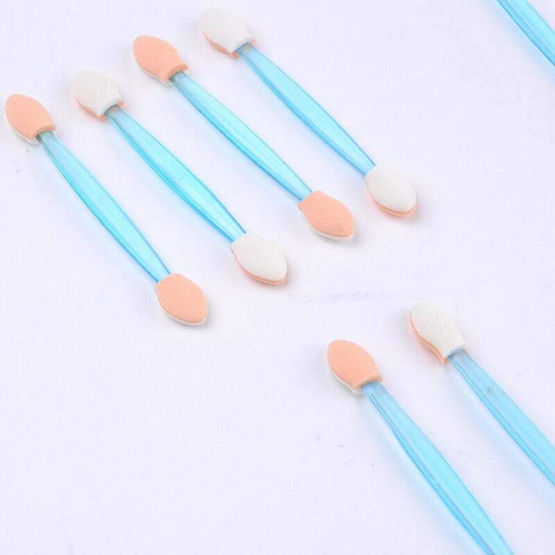 10 Stuks Make-Up Double-End Oogschaduw Wenkbrauw Make-Up Spons Applicator Tool Willekeurige Kleur Set