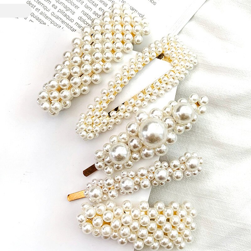 Full Pearl Hair Clips Pins For Women Girls Hairpins Barrette Korean Metal Hairgrip Hair Accessories
