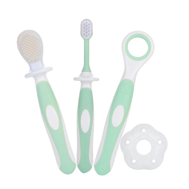 Baby zahnbürsten Set Zunge Ausbildung Sicherheit Abdeckung Weiche Gesunde Infant Bürsten Zähne: green