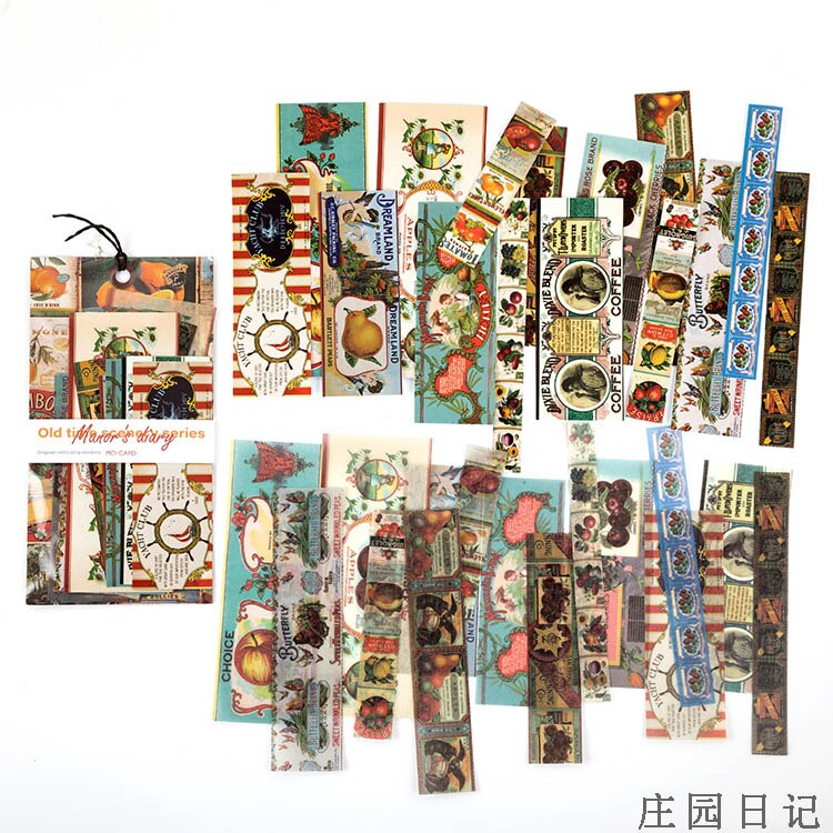 Étiquettes autocollantes séries vieille vue longue, étiquette Scrapbooking, décoratif pour Journal, papeterie pour Journal intime carte Vintage pour Album, 30 pièces: 8