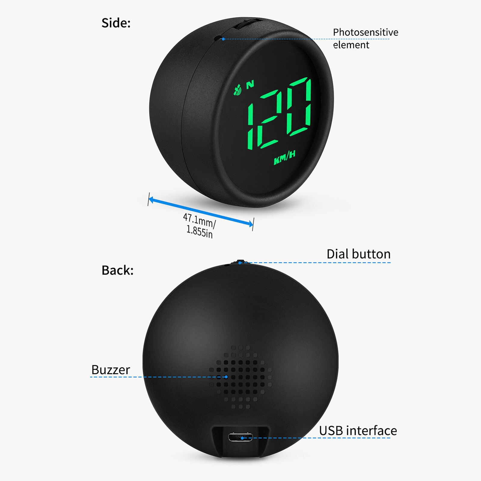 GPS Speedometer Intelligent Digital Display Gauge Car Motorcycle Universal With Alarm Function Automatic Sensitivity Mode