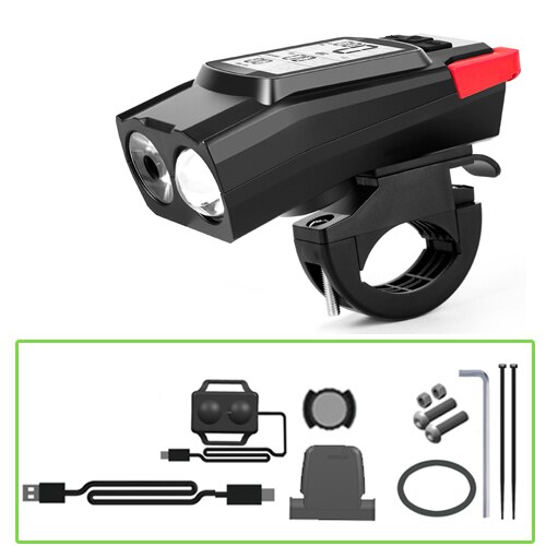 Bike Speed Meter Digital Bike Computer Multifunction Waterproof Sports Sensors Bicycle Speedometer Bike Light Horn 3 in 1: Red A2