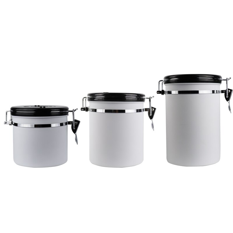 Stainless Steel Coffee Bean Sealed Tank Coffee Storage Tank With Exhaust Valve Dried Fruit Sealed Box Black 800Ml