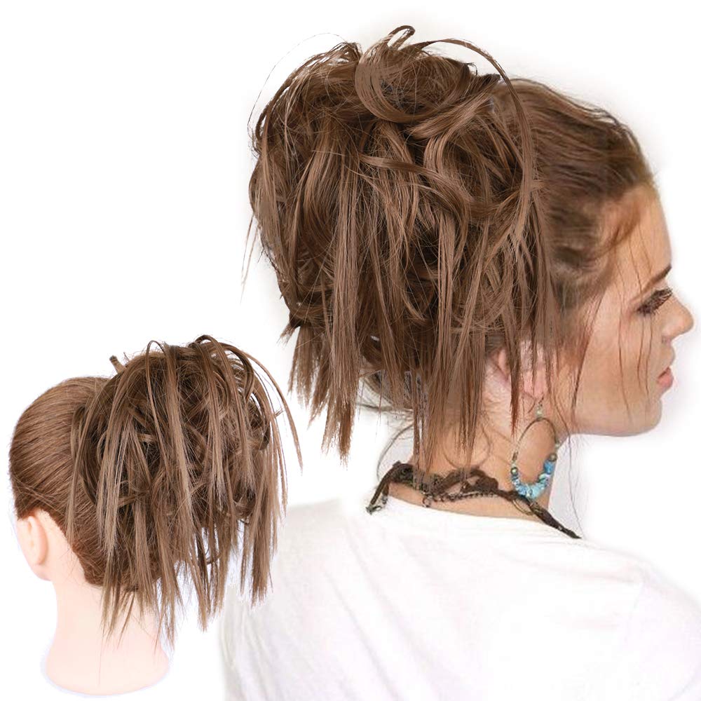 Messy Knot Chouchou Voor Vrouwen Haarstukje Extensions Synthetische Pruik Ring Wrap Chignon Zwart Bruin Hoge Temperatuur Fiber