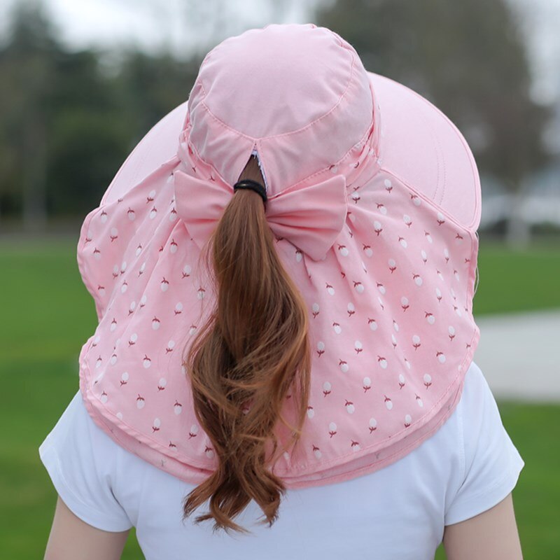 Capa de proteção primavera verão chapéus de sol feminino pescoço rosto protetor solar de borda larga respirável pescador chapéu máscara de sol ao ar livre