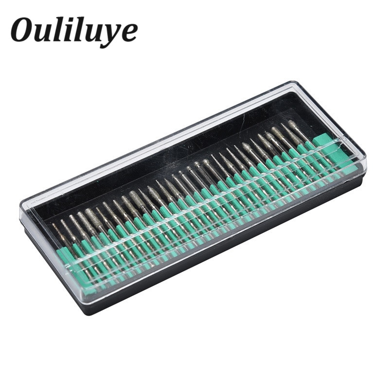 30 stuks 2.35mm mini boortjes diamantboren slijpschijf schuurschacht hout steen graveren voor dremel elektrisch gereedschap accessoires