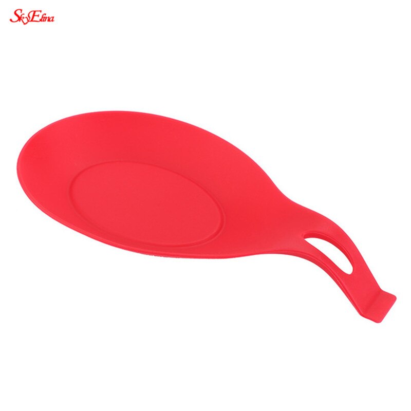 Repose-cuillère en Silicone multifonction | Sous-verre résistant à la chaleur, tapis à fourchette, ustensile porte-vaisselle support d'outils de cuisine pour cuillère 6zCF419: red