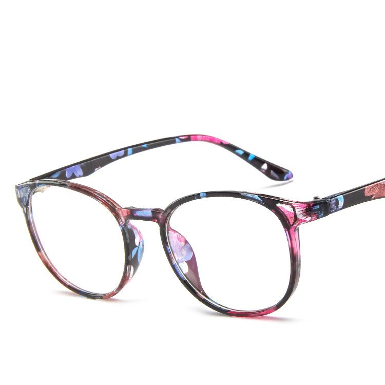 Plastic Glasses Frames Round Female Men Nerd Transparent Optical Frames Computer Glasses Frames: floral