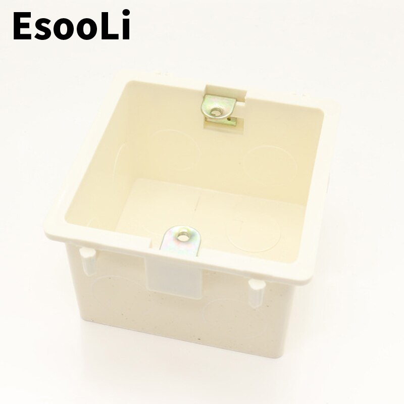Esooli sininen 86*86mm kasetin yleisvalkoinen seinäasennuslaatikko eu/uk pistorasian takarasialle ja seinäkosketuskytkin suosittu ruissa: Valkoinen