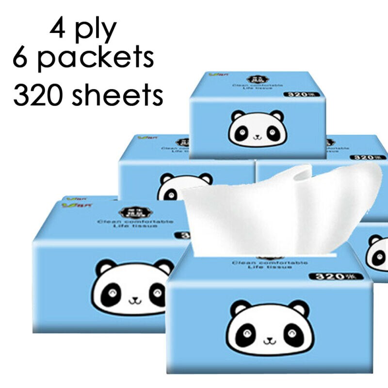 Mouchoirs en papier à dessin 4 couches | Lot de 6 320 feuilles de mouchoirs en papier, Ultra doux, usage domestique hôtel, serviettes de toilette amovibles, papier naturel brut