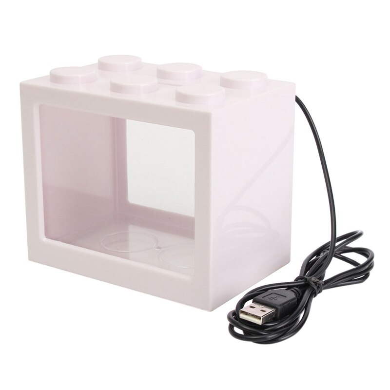 Mini USB LED Lighting Clear Fish Tank Ornament Aquarium Office Desktop Décor: White