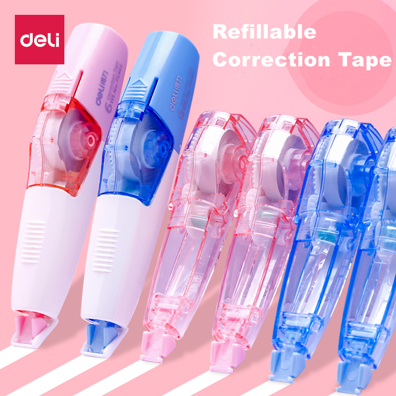 Deli Refillable Correction Tape Set 5mmx6m White Out Corrector for School Correction Supplies Stationery