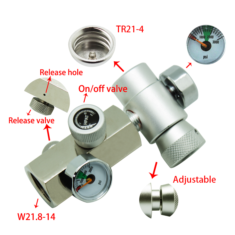 Spunky cga 320 or w21.8/ din 477 tank  co2 refill adapter stik kit til fyldning af  tr21-4 sodastream tank: W21.8-14 tråde