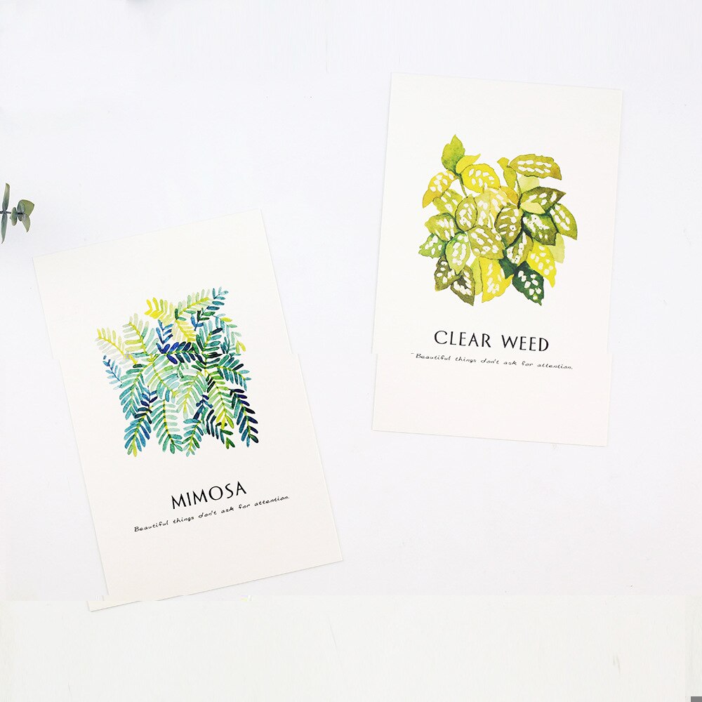 30 pcs/lot plantes vertes belle Kawaii dessin animé cartes postales mignon bricolage enveloppe carte créative signet
