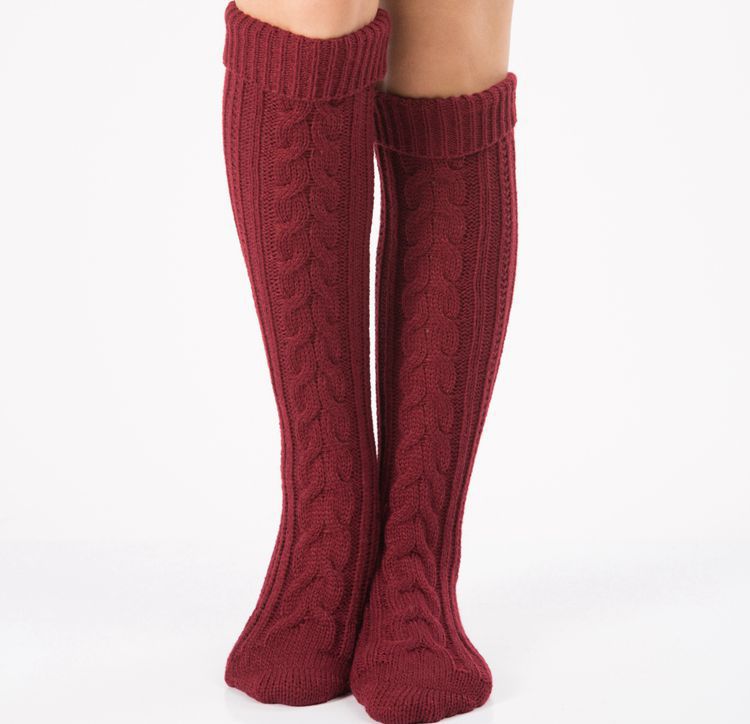 1 par dame manchetter toppers strik benstøvle knæhøje benvarmere sokker strikkede damestøvlestrømper: Farve 6