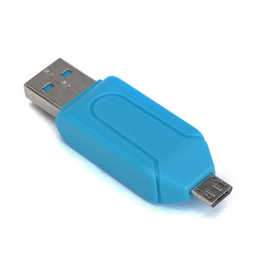 Portable USB 2.0 + Micro USB OTG SD TF Memory Card Reader Adapter For Cell Phone Computer Tablet PC 5 Colors: Blue