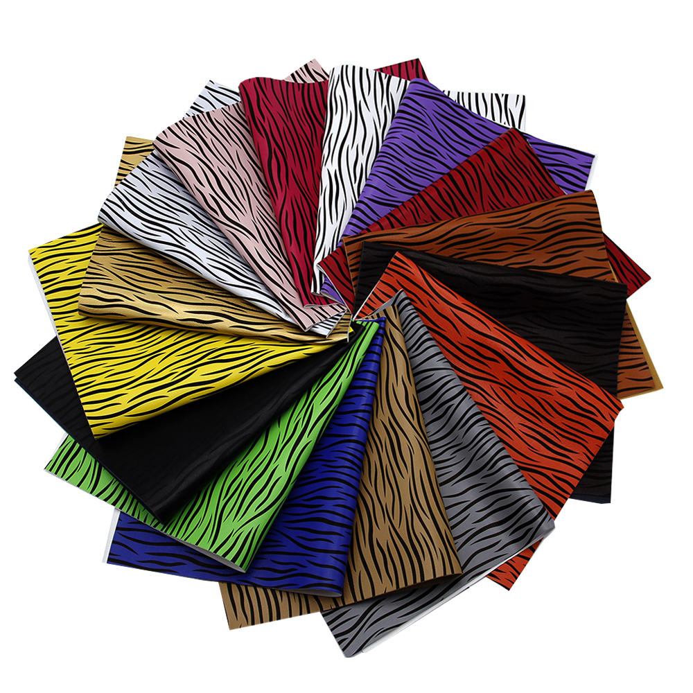 20*33cm motif zèbre tissu vinyle Faux cuir tissu feuille bricolage boucles d'oreilles arcs projets de sac à main, 1Yc8149