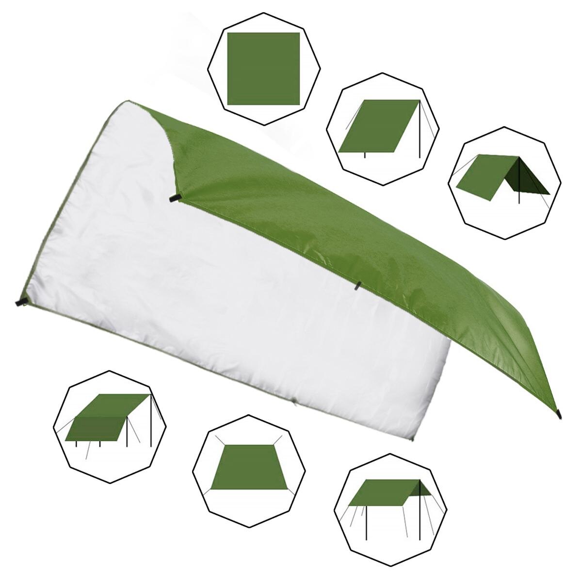 3x3m Awning Waterproof Tarp Tent Shade Ultralight Garden Canopy Sunshade Outdoor Camping Hammock Rain Fly Beach Sun Shelter