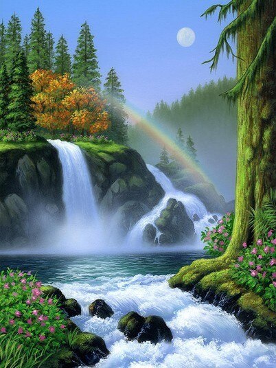 HUACAN Picture By Numbers Waterfall Scenery Drawing On Canvas Paint HandPainted Art Kits DIY Home Decoration: SZHC1-3223