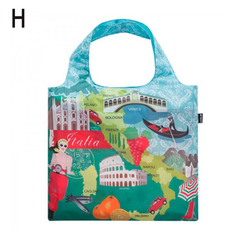 Nieuw Lichtgewicht Boodschappentas Cartoon Print Opvouwbare Draagbare Vrouwen Reizen Tote Enkele Schoudertas: H