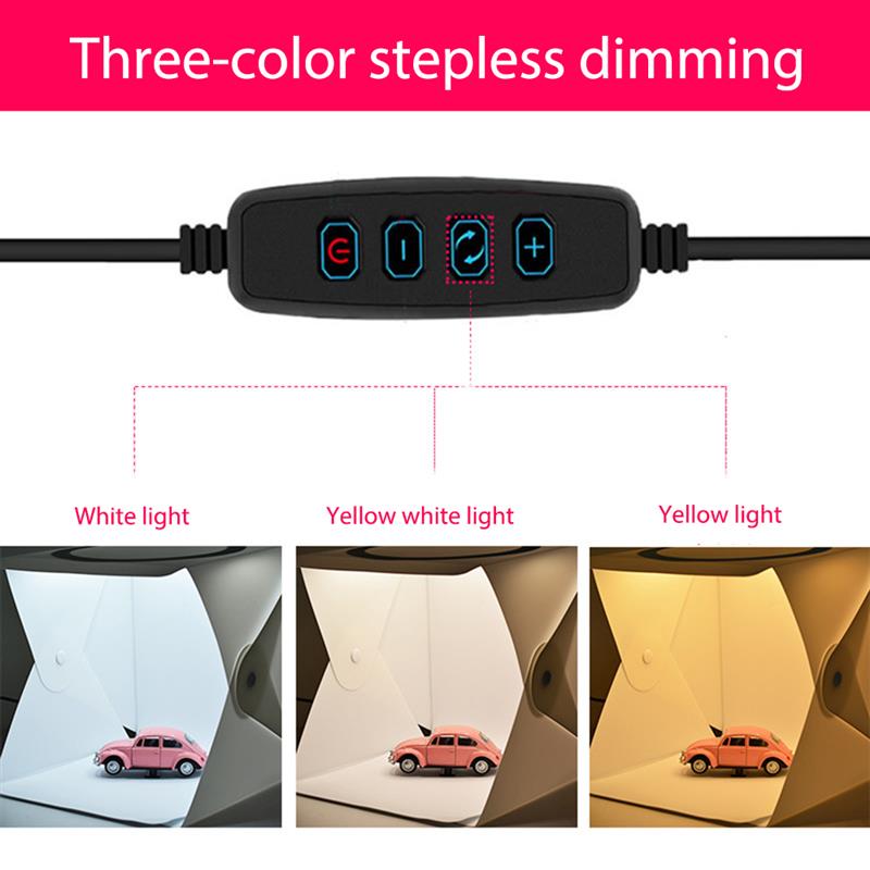 20/30/40cm Light Box LED Three-Color USB Rechargeable Portable Photography Studio Folding Background Kit for DSLR Camera