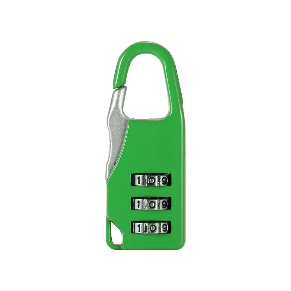 AOZBZ 3 Dial bloqueo de contraseña de dígitos Mini codificado cerraduras antirrobo con llave Multi colores combinación segura maletín con candado Metal código: green