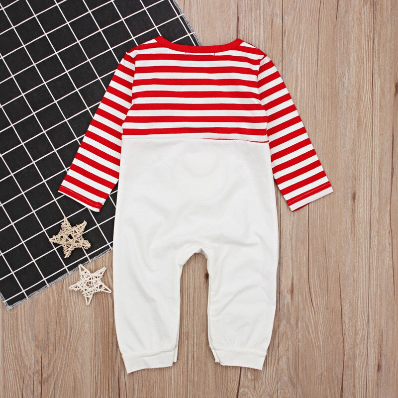 Autumn Winter Baby Romper Santa Claus Boy Girls Baby Clothes Rompers Long Sleeves Stripe Christmas Infant Jumpsuit DS19