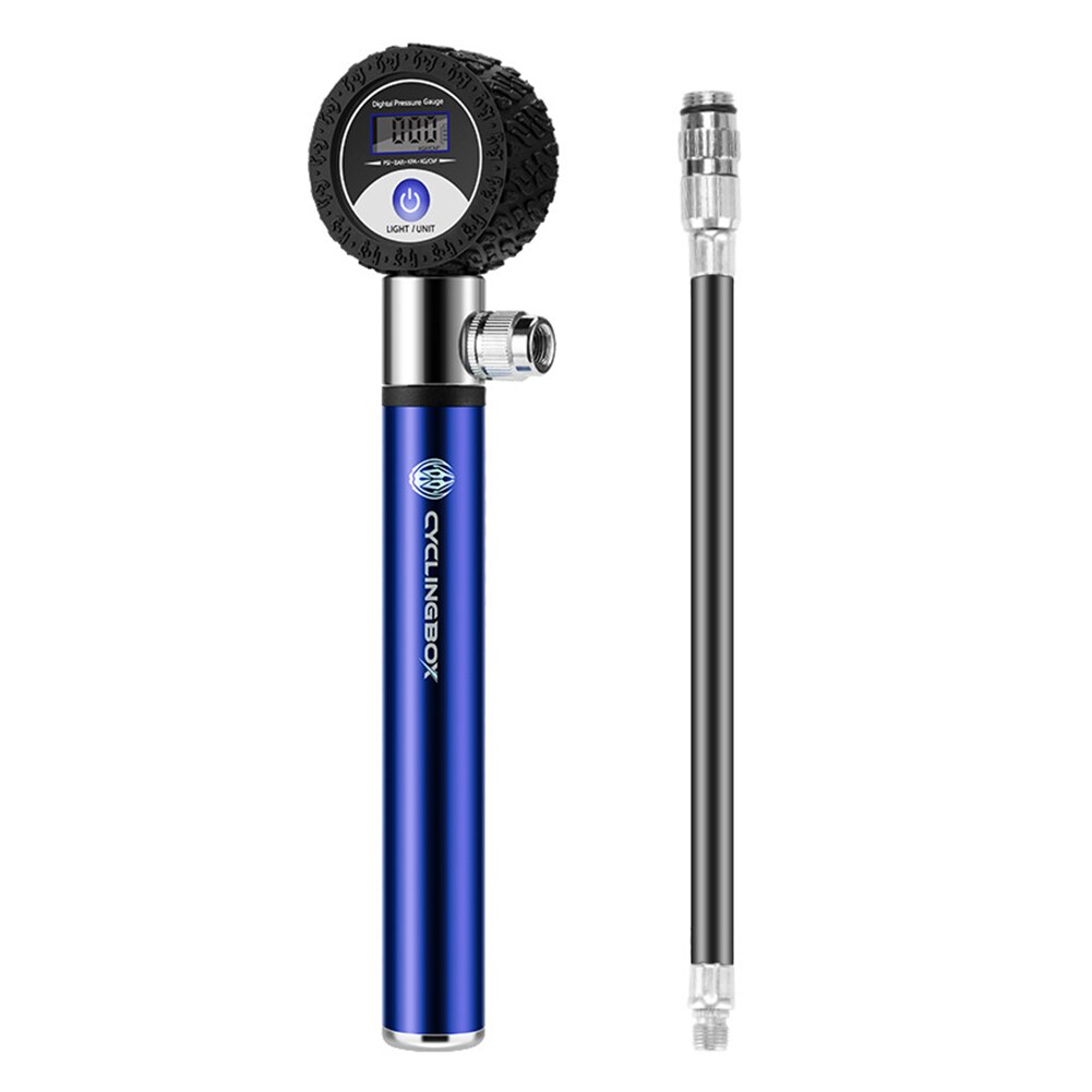 Mini Bike Pump with 4 Units Pressure Gauge for Schrader/Presta Valve 120PSI, with Accessories: Blue